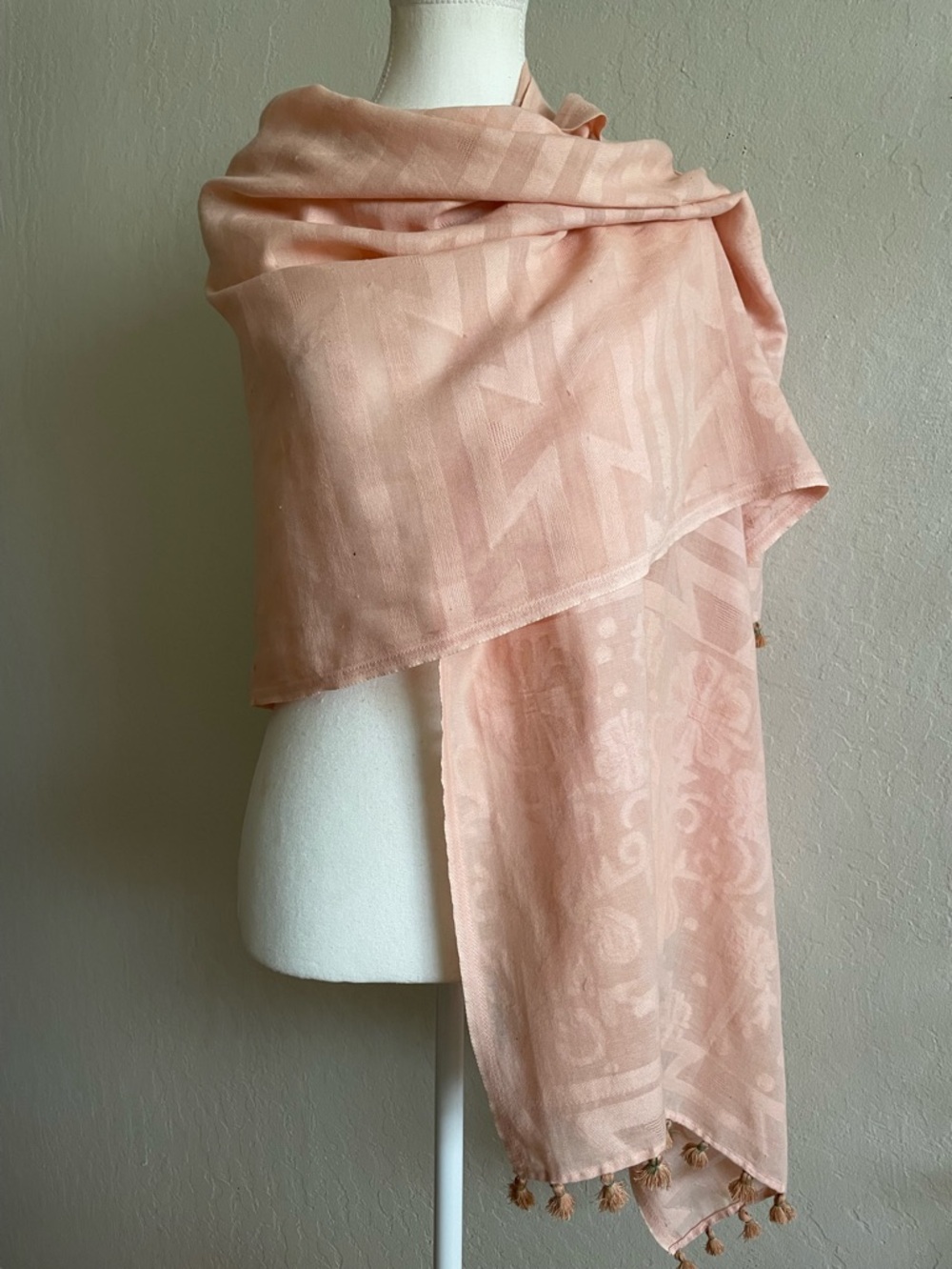 Peachy pink cotton tassel wrap